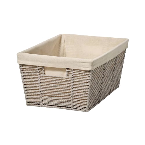 Canasta cónica de cuerda de papel trenzado gris