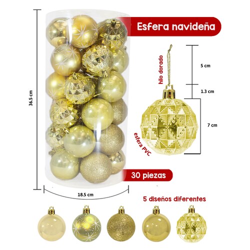 Esferas Navideñas De plástico 30 Piezas 5 Cm