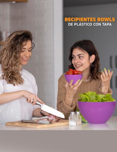 Set De 5 Recipientes Bowls De Plástico Con Tapa, Ag Box