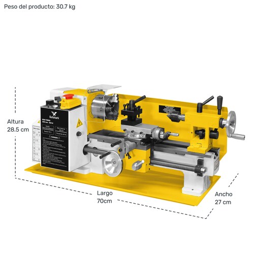 Mini Torno Metal 23  Pz Torneado Acero 550w 2500rpm