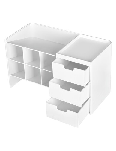 AGBOX Organizador De Escritorio Multiusos 6 Compartimentos Blanco AG-LTOHSB.