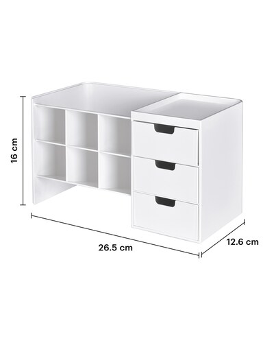 AGBOX Organizador De Escritorio Multiusos 6 Compartimentos Blanco AG-LTOHSB.