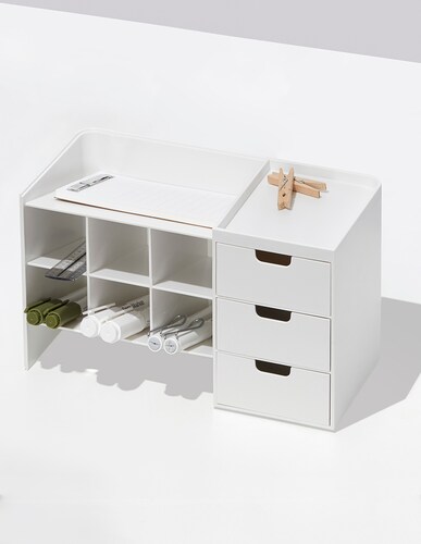 AGBOX Organizador De Escritorio Multiusos 6 Compartimentos Blanco AG-LTOHSB.