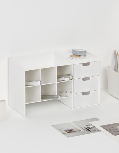 AGBOX Organizador De Escritorio Multiusos 6 Compartimentos Blanco AG-LTOHSB.