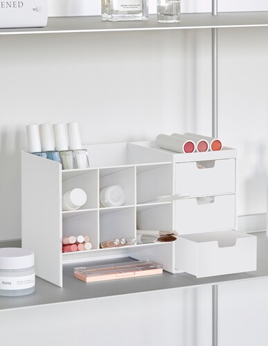 AGBOX Organizador De Escritorio Multiusos 6 Compartimentos Blanco AG-LTOHSB.