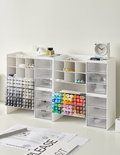AGBOX Organizador De Escritorio Multiusos 6 Compartimentos Blanco AG-LTOHSB.