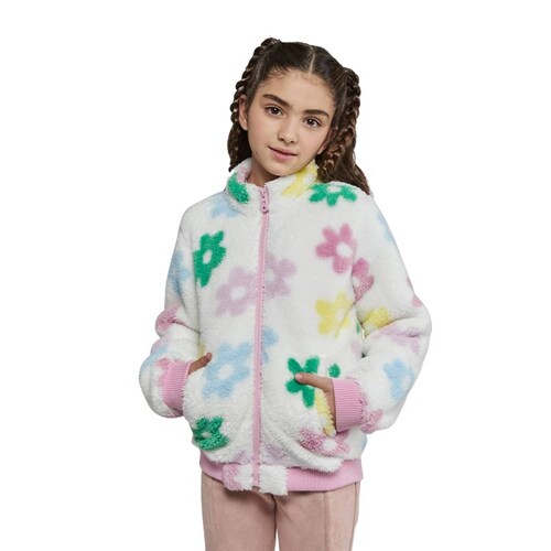Chamarra Teddy floreada para niña, marca Holly Land Kids, mod. 1091144