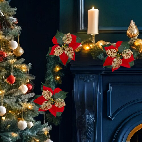 Noche Buena Serie Navideña 24 Led Luz Roja 8 Funciones 4 metros Cable Transparente