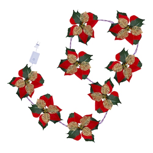 Noche Buena Serie Navideña 24 Led Luz Roja 8 Funciones 4 metros Cable Transparente