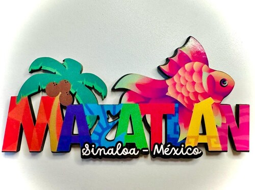 Mazatlan Mexico Imanes Para Refrigerador Souvenirs Recuerdo Turistico Pueblitos Magicos Playas MDF 3 mm