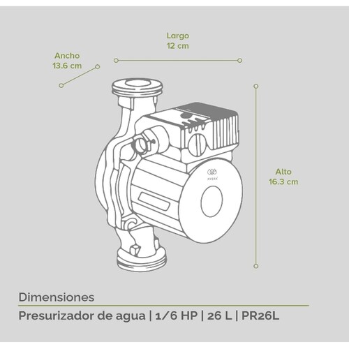 Bomba presurizadora 1/6 hp 26 lts automático y manual 