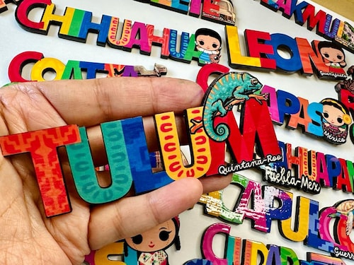 Tulum Mexico Imanes Para Refrigerador Souvenirs Recuerdo Turistico Pueblitos Magicos Playas MDF 3 mm
