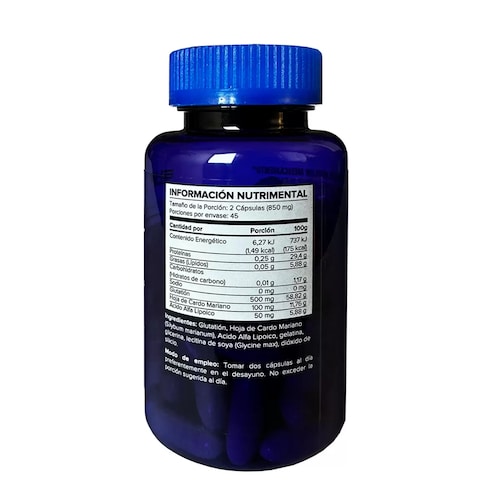 5H8 Glutatión con Cardo Mariano y Ácido Alfa Lipoico 90 Cápsulas