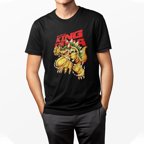 Playera Casual Negra Hombre Juegos Video Mario Bros Bowser