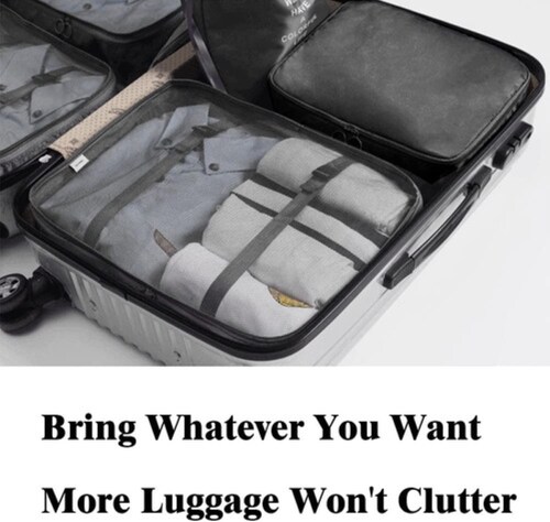 8 Piezas Bolsas Organizadoras De Maletas Para Viaje, Impermeble Beige