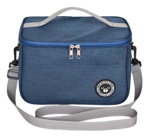Bolsa Lonchera Térmica Para Trabajo Escolares Hombre Y Mujer Azul