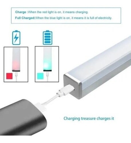 Barra De Luz Recargable 20led 32cm Con Sensor De Movimiento Blanco
