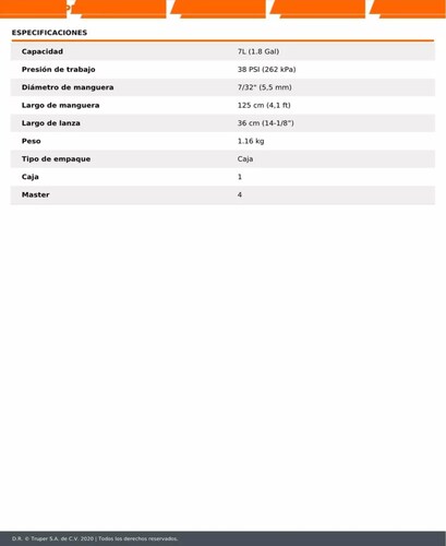 Fumigador 7 Litros Truper 10837.
