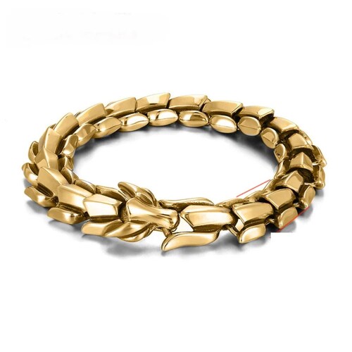 Pulsera cadena joyería mano dorado Acero Inoxidable Dragón Escamas adorno decoración.