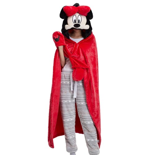 Capa de descanso de Minnie Mouse de Disney, roja, con capucha a manera de orejas, mod. 1091543