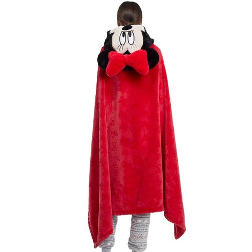 Capa de descanso de Minnie Mouse de Disney, roja, con capucha a manera de orejas, mod. 1091543