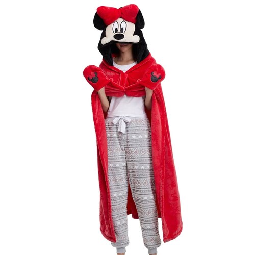 Capa de descanso de Minnie Mouse de Disney, roja, con capucha a manera de orejas, mod. 1091543