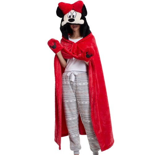 Capa de descanso de Minnie Mouse de Disney, roja, con capucha a manera de orejas, mod. 1091543