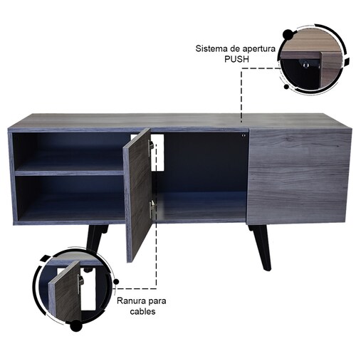  Mueble para TV de 50" Suecia  Minimalista y Practico Hogare Gris Storm 