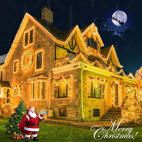 Guirnalda De Luces Solares Navidad 200 Led Focos 8 Modos 22m Calido