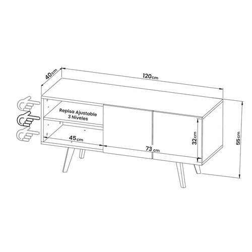  Mueble para TV de 50" Suecia  Minimalista y Practico Hogare Gris Storm 