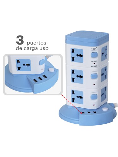 Torre multicontacto con 11 enchufes tomacorrientes y 2 puertos usb con  interruptor / vertical socket – Joinet