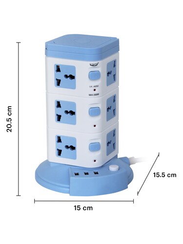 AGBOX Torre Multicontacto Vertical Con 12 Contactos Y 3 Usb Socket TH-TORMUL.