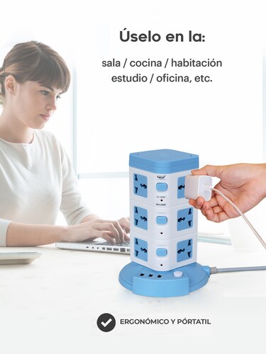 AGBOX Torre Multicontacto Vertical Con 12 Contactos Y 3 Usb Socket TH-TORMUL.