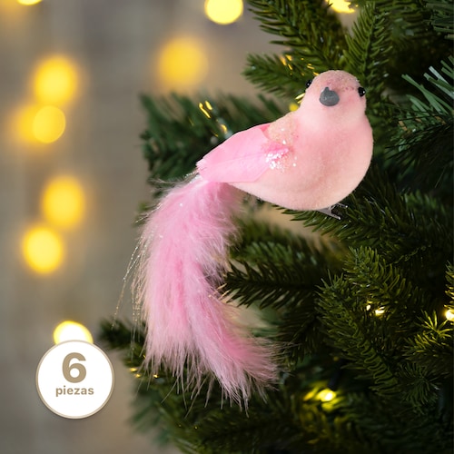 Adornos para Árbol de Navidad con Decoración Navideña (Pajaro Rosa) ESQUIMAL.