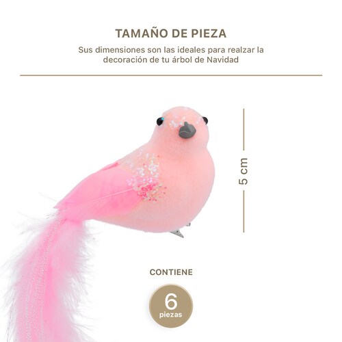 Adornos para Árbol de Navidad con Decoración Navideña (Pajaro Rosa) ESQUIMAL.