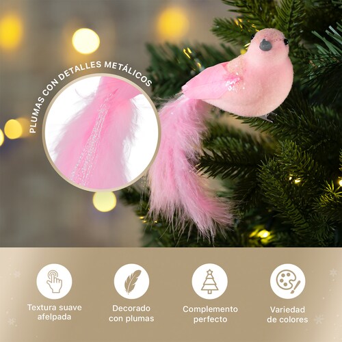 Adornos para Árbol de Navidad con Decoración Navideña (Pajaro Rosa) ESQUIMAL.