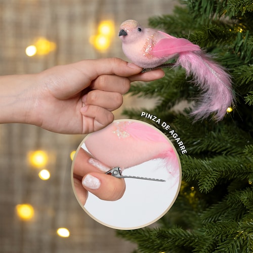 Adornos para Árbol de Navidad con Decoración Navideña (Pajaro Rosa) ESQUIMAL.