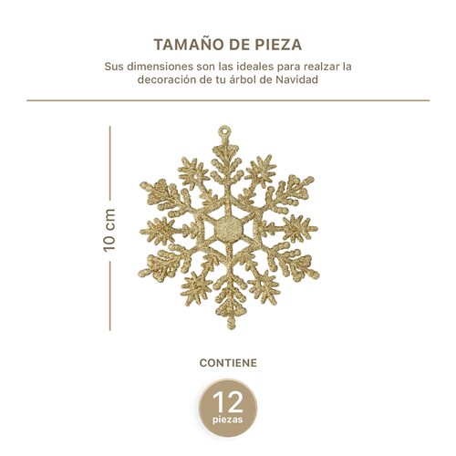 Decoración Navideña con Adornos para Árbol de Navidad (Copo Dorado) ESQUIMAL