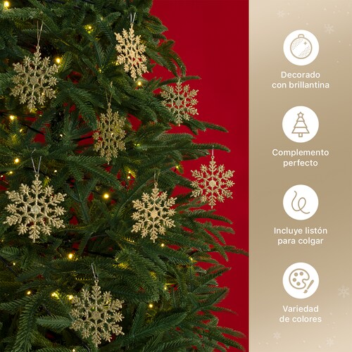 Decoración Navideña con Adornos para Árbol de Navidad (Copo Dorado) ESQUIMAL