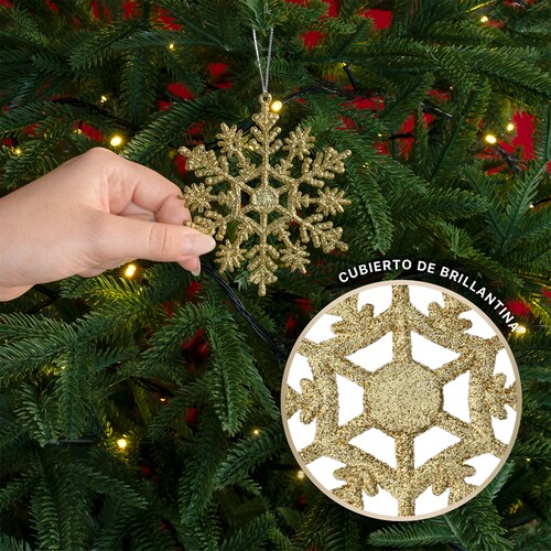 Decoración Navideña con Adornos para Árbol de Navidad (Copo Dorado) ESQUIMAL