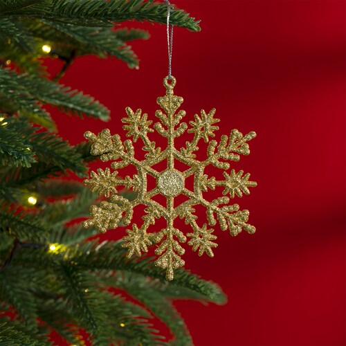 Decoración Navideña con Adornos para Árbol de Navidad (Copo Dorado) ESQUIMAL