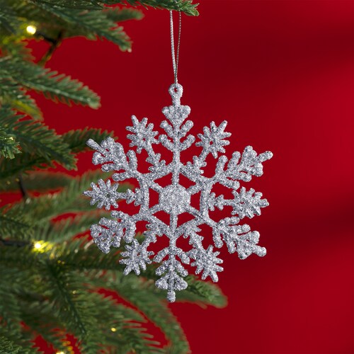 Decoración Navideña con Adornos para Árbol de Navidad (Copo Plateado) ESQUIMAL.