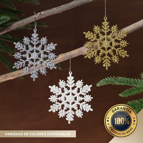 Decoración Navideña con Adornos para Árbol de Navidad (Copo Plateado) ESQUIMAL.