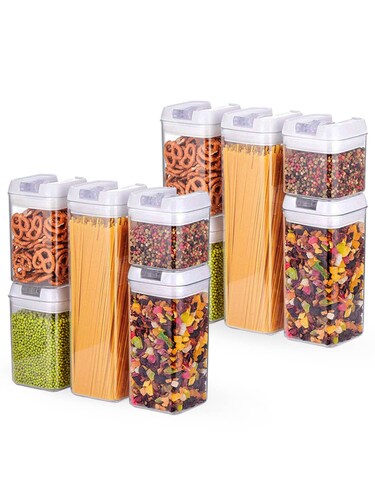 Set De 10 Contenedores Herméticos Para Cocina. Ag Box, Tapa Blanca
