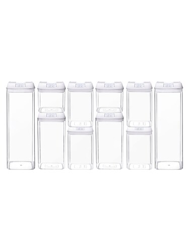 Set De 10 Contenedores Herméticos Para Cocina. Ag Box, Tapa Blanca