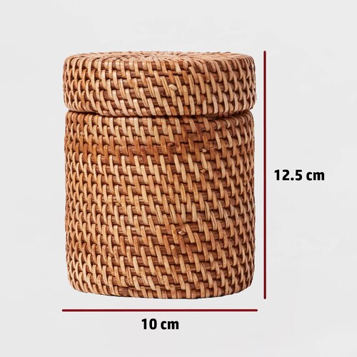 Contenedor de Ratán tejido a mano, marrón claro, para organizar el baño, encimera, dormitorio, sala de estar, coche, oficina