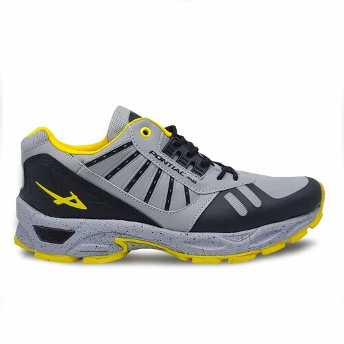 Tenis Pontiac 740 Gris Negro Amarillo Hombre Deportivos Running Montañismo Senderismo