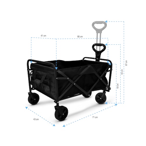 Carrito De Compras Vagón Plegable Multiusos De Carga en color Negro 