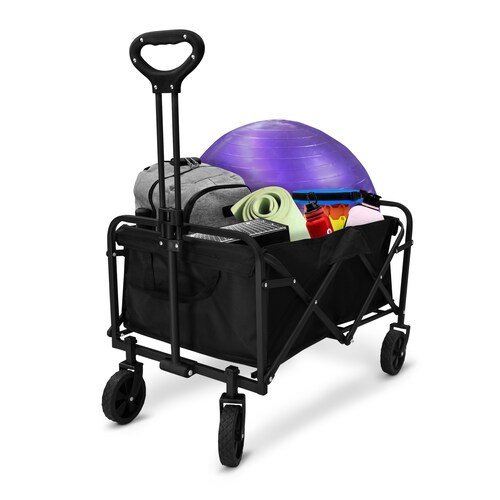 Carrito De Compras Vagón Plegable Multiusos De Carga en color Negro 