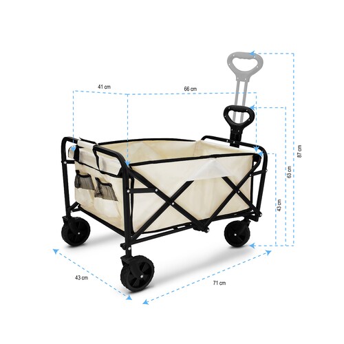 Carrito De Compras Vagón Plegable Multiusos De Carga en color Beige